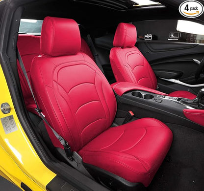 Seat Covers Custom Fit for Chevrolet Camaro 2016-2024 6th Gen Camaro LT LS RS SS ZL Coupe/Convertible Models Faux Leather Vehicle Protect Cushion(Front)