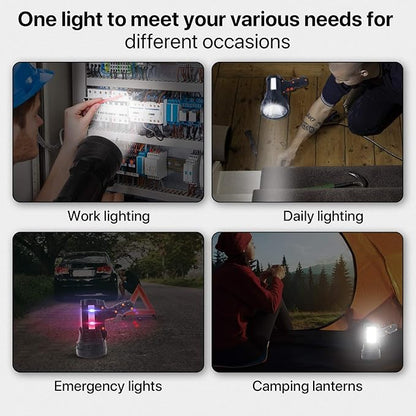 Powerful Spotlight - Super Bright 6000 Lumen Rechargeable Flashlight with 3 Light Modes, Long Battery Life, Waterproof, Durable ABS & Aluminum Alloy Construction, Adjustable Tripod & Strap