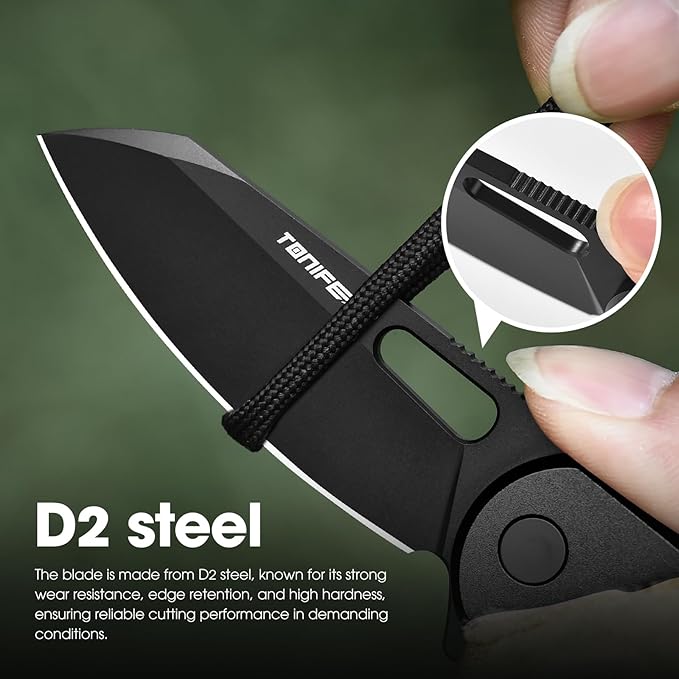 TONIFE Galaxy Mini Folding Knife with D2 Steel Blade and Aluminum Handle, EDC Pocket Tool for Camping, Hiking, and Survival (Black Titanium)
