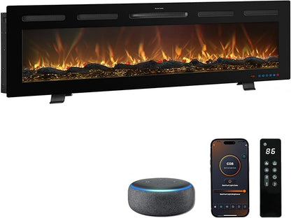 60 Inch WiFi-Enabled Recessed Electric Fireplace Inserts