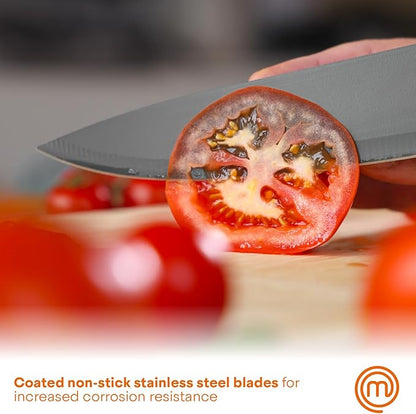 MasterChef Knife Block Set of 6 Kitchen Knives, Extra Sharp Stainless Steel