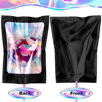 100 Pieces Mylar Smell Proof Bags - 3x4 Inch Resealable Bags, Flat Clear Food Storage Plastic Packaging for Party Favor Food Storage (Holographic Color, 3x4 Inch)