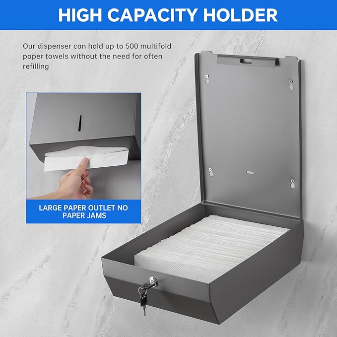 Paper Towel Dispenser Wall Mount Commercial c-fold/Multi-fold/Tri-fold