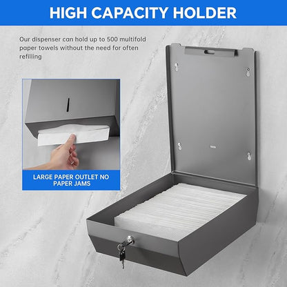 Paper Towel Dispenser Wall Mount Commercial c-fold/Multi-fold/Tri-fold