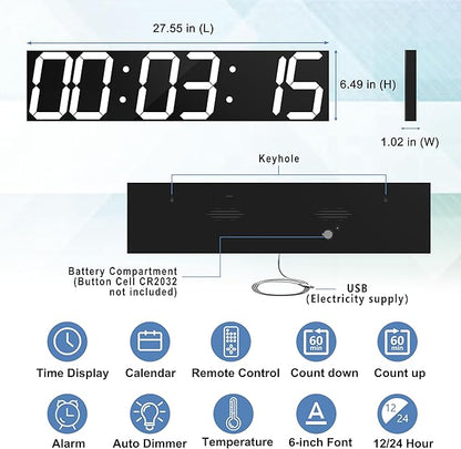 CHKOSDA Digital Wall Clock, Oversize Led Digital Clock