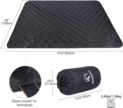 REDCAMP Large Camping Blanket with Sherpa Lining, Cold Weather Warm Outdoor Blanket Windproof for Camping Stadium, Hiking, Machine Washable （59"x 79"）