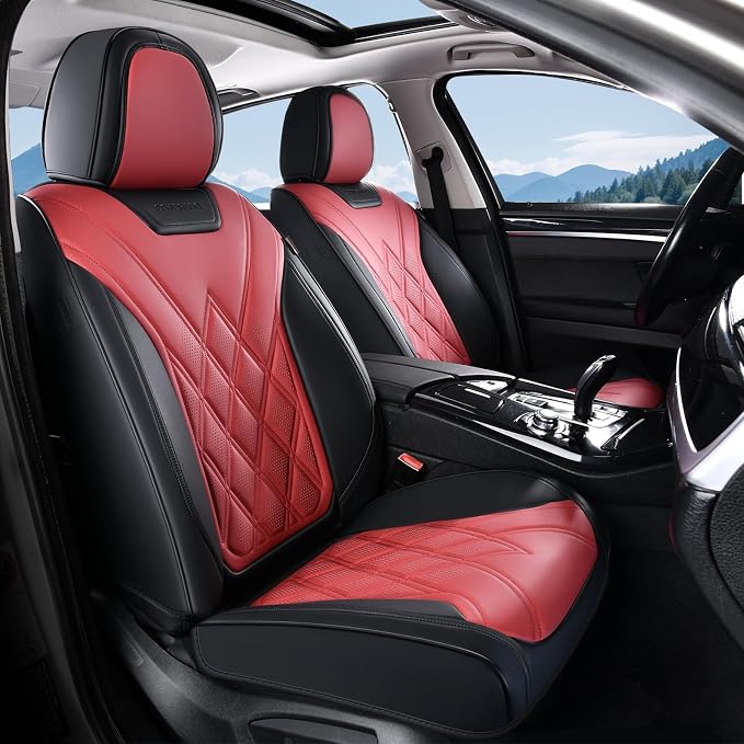 Coverado Car Seat Covers, Front Covers for Cars, Car Seat Cover Front Seats, Automotive Seat Cover, Waterproof, Leather Car Seat Cushion, Universal Interior Covers Seat Protectors for Most Cars