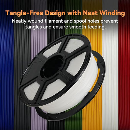 FLASHFORGE PLA Filament 1.75mm +/- 0.02mm, Matte White 3D Printer Filament 1kg (2.2lbs) Spool, Excellent Printing Performance, Easy to Use for Most FDM 3D Printers
