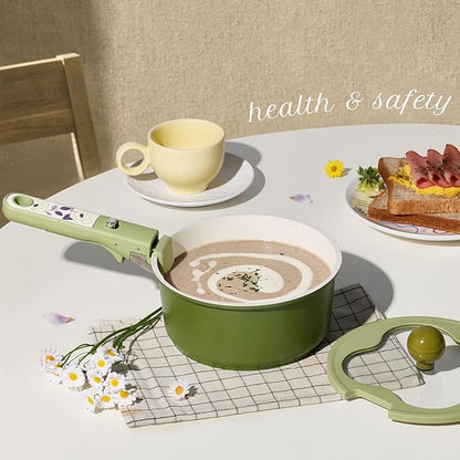 CAROTE 11pcs Ceramic Cookware Set, Pots and Pans Set Non stick, Induction