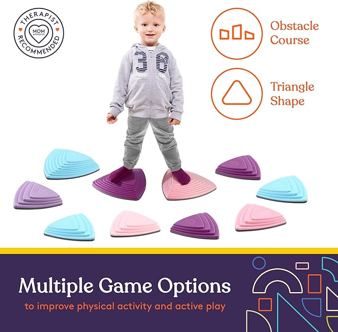 Special Supplies 10 Stepping Stones for Kids Indoor and Outdoor Balance Blocks Promote Coordination, Balance Strength Child Safe Rubber, Non-Slip Edging