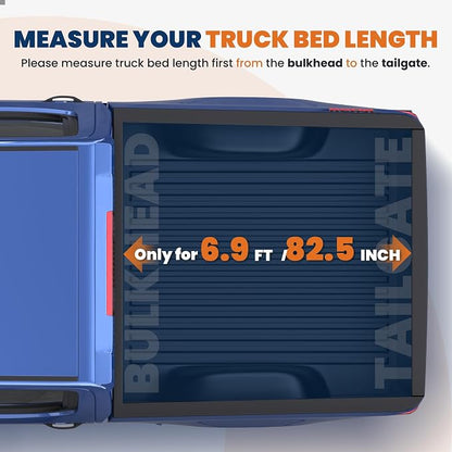 KUIPERAUTO 6.9FT Roll-Up Soft Vinyl Truck Bed Tonneau Cover Compatible for 20-26 Chevy Chevrolet Silverado/GMC Sierra 2500 3500 HD (6.9 Fleetside On Top Bed)-82.5 Inch