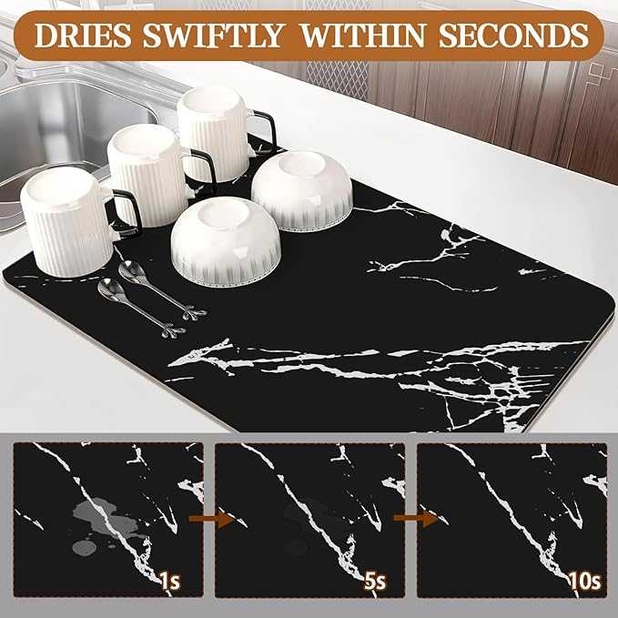 Absorbent Coffee Mat, Hide Stain Rubber Backed Absorbent Dish Drying Mat