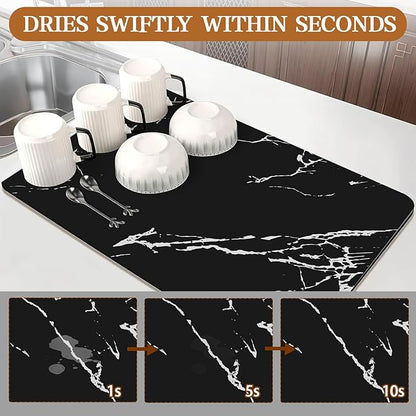 Absorbent Coffee Mat, Hide Stain Rubber Backed Absorbent Dish Drying Mat