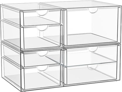 YFXCVSL Clear Stackable Storage Drawers, Acrylic Makeup Organizer