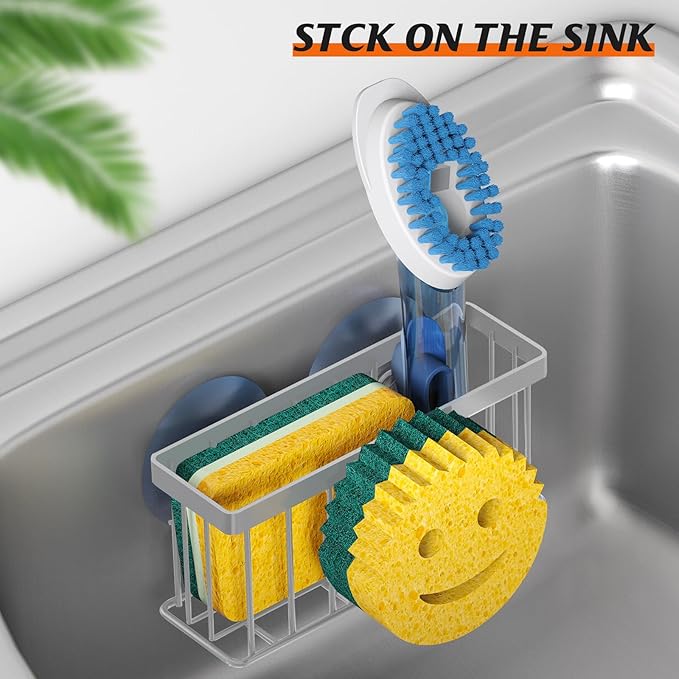 MURLONG Sponge Holder Smiley Face, Sink Caddy, Kitchen Organizer