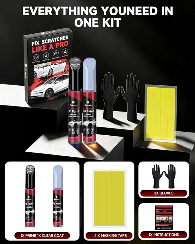 Sterling Gray Metallic UJ for Ford Touch Up Paint Kit[2K Clear Coat Included],Exact Color Match Touch Up Paint for Chip and Scratch Repair