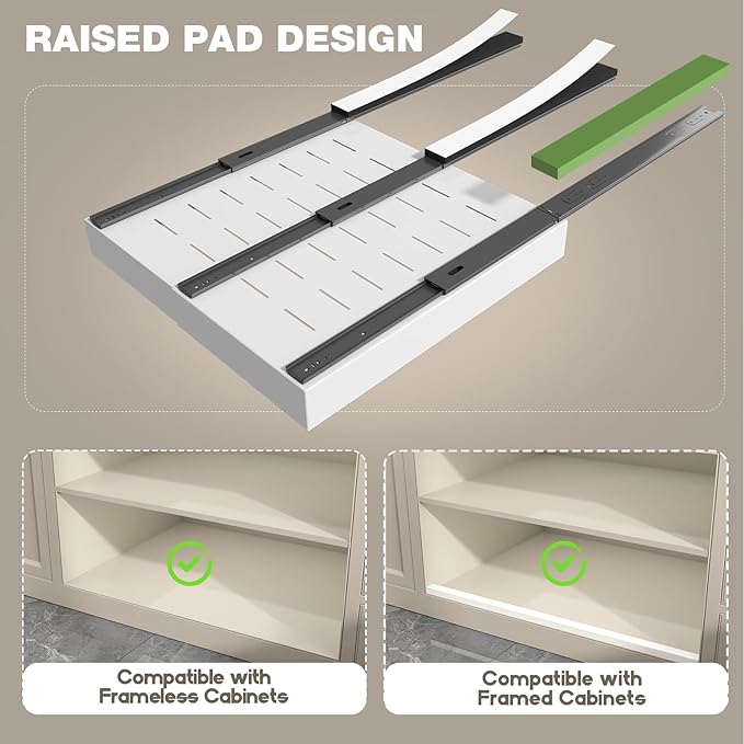 Seinloes 4 Pack Pull Out Cabinet Organizer 22" Deep, Full Extension 3 Slide