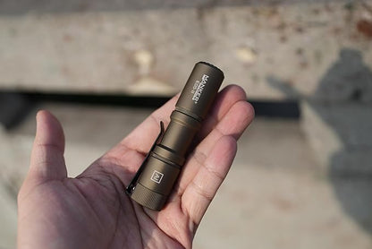 Manker E05 II High Output EDC Flashlight Eeay to Carry, for Camping, Hiking (Sand, 1300 Lumens 6500K Cool White)