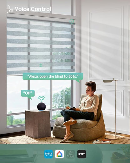 Yoolax Motorized Blinds with Remote, Electric Zebra Blinds
