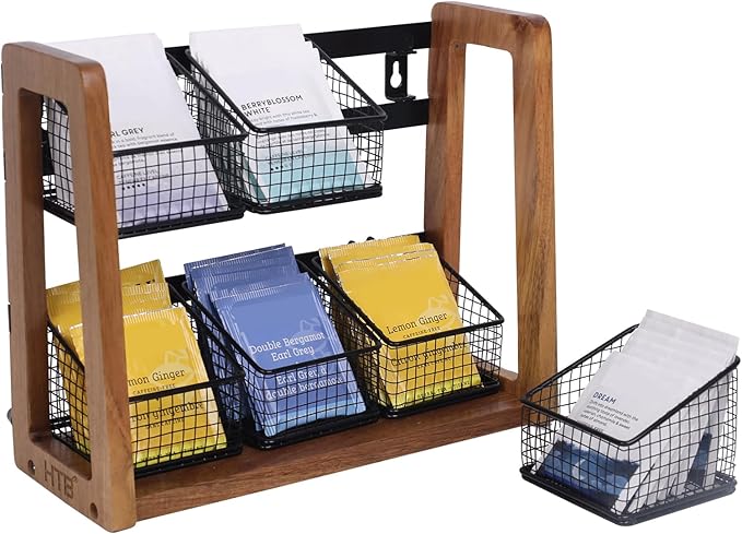 HTB 2 Tier Tea Organizer for Tea Bags, Tea Bag Holder