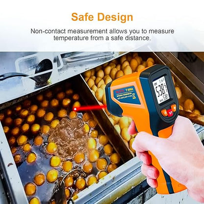 Upgraded Digital Infrared Thermometer Gun -58°F~1112°F, Handheld Non Contact Heat Laser Temperature Gun, IR Thermometer Temp Gun with Adjustable Emissivity for Cooking/BBQ/Fridge/Engine(Not for Human)
