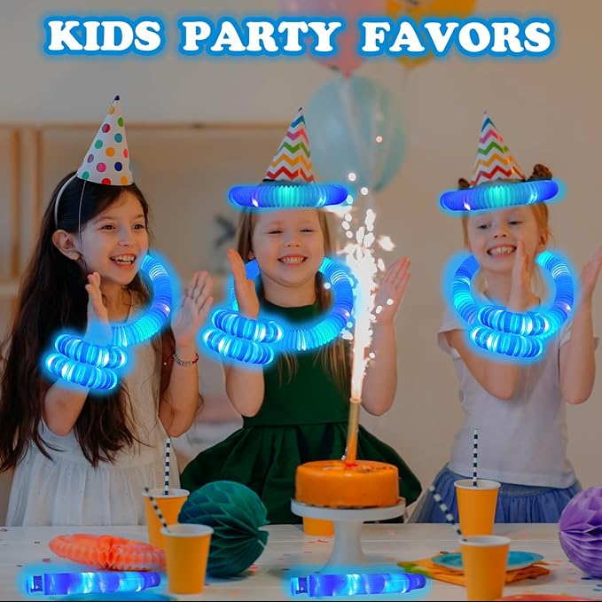 12 PCS Blue Glow Sticks Party Favors for Kids, Light Up Pop Tubes Party Favors for Toddlers, Halloween Party Basket Goodie Bag Stuffer Fillers, Birthday Party Treats Prizes Toy Gifts for Boys Girl