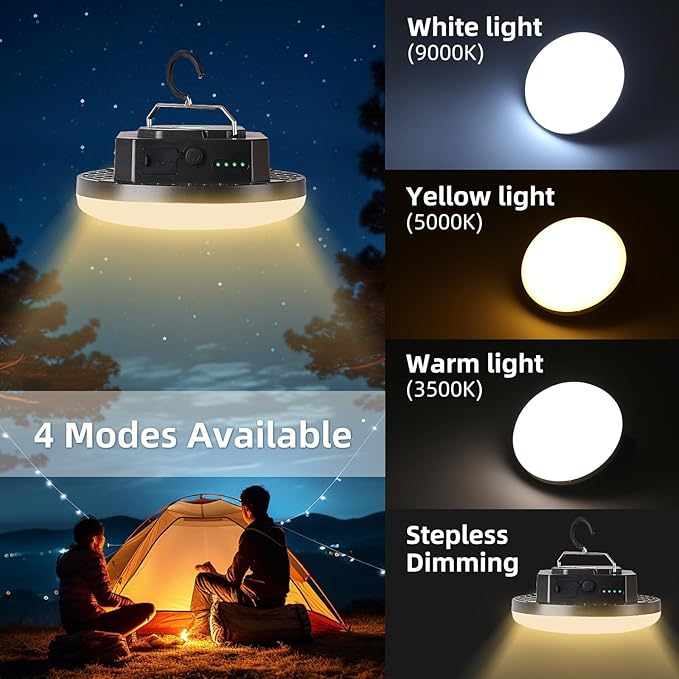 Camping Lantern 10500mAh Rechargeable Battery, 32W Ultra Bright LED Hanging Light with 3 Modes, Waterproof Portable Tent Lighting for Outdoor Emergency & Hiking