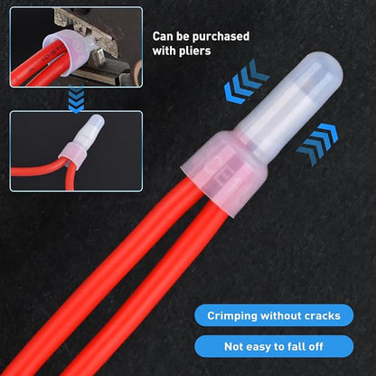 Nilight 300PCS CE1 Closed End Crimp Terminal 22-16 Gauge Nylon Insulated Closed End Wire Cap Wire Connectors Crimp Cap Terminals Connectors for Automotive Car Truck Boats Marine Electrical Wiring