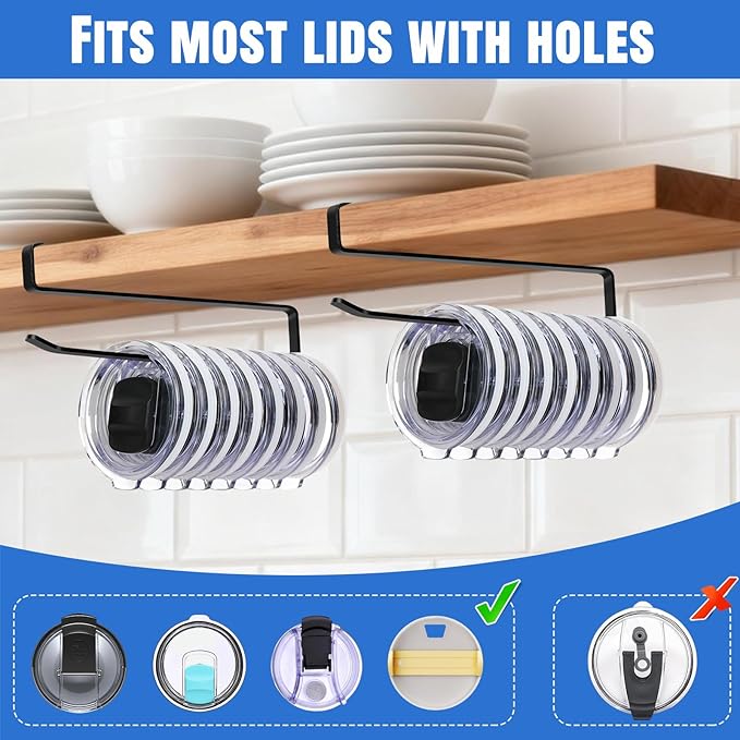 1 Pack Tumbler Lid Organizer, Versatile Cup & Water Bottle Lid Holder, Upgraded