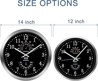 HITO 14 Inch Silent Wall Clock Battery Operated, Large Wall Clock