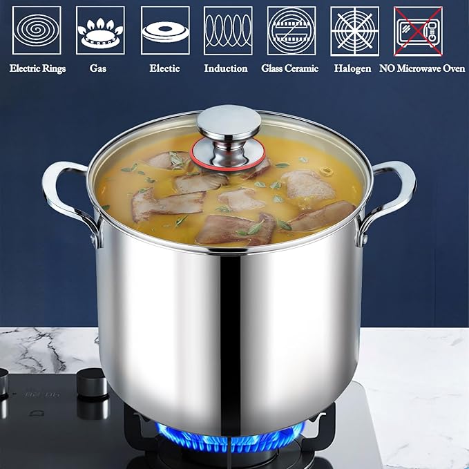 P&P CHEF 12 Quart Stainless Steel Stock Pot