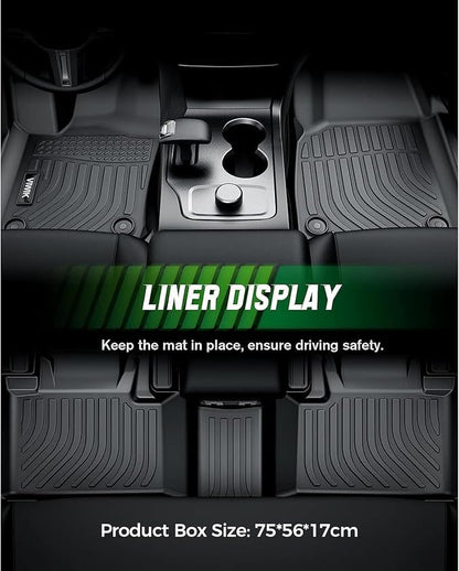 VIWIK Floor Mats Compatible for 2013-2018 Ram 1500/2500/ 3500 Crew Cab, 2019-2024 Ram 1500 Classic Crew Cab, Automotive Car Floor Mats All Weather Custom Floor Liners TPE Black