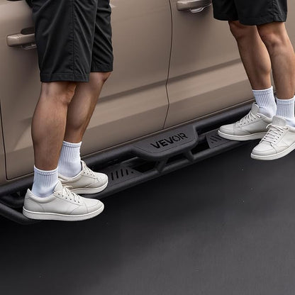 VEVOR Running Boards Compatible with 2019-2025 Chevy Silverado/GMC Sierra 1500 Crew Cab 2020-2025 Chevy Silverado/GMC Sierra 2500HD 3500HD Crew Cab,6 Inches Side Steps, Black Carbon Steel Nerf Bars