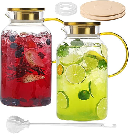 2 Pack 2 Liter/68oz Glass Pitchers