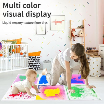 Liquid Lava Tiles for Kids： 11.8x11.8 in Educational Play Mat with Non-Slip Base Develop Motor Skills & Creativity for Children 3-12 Years（6PTFG3