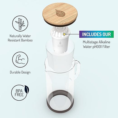 Invigorated Water pH Restore Glass Alkaline Water Pitcher