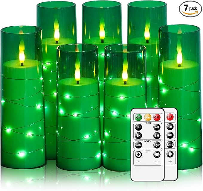 Flameless Candles with Embedded Star String, Battery Operated LED Pillar
