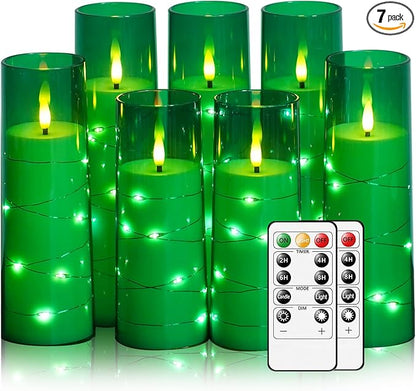 Flameless Candles with Embedded Star String, Battery Operated LED Pillar