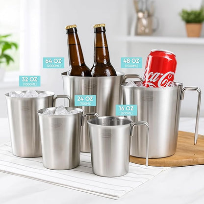 Newness 2-Pack Stainless Steel Measuring Cups Set, Metal Measuring Cup
