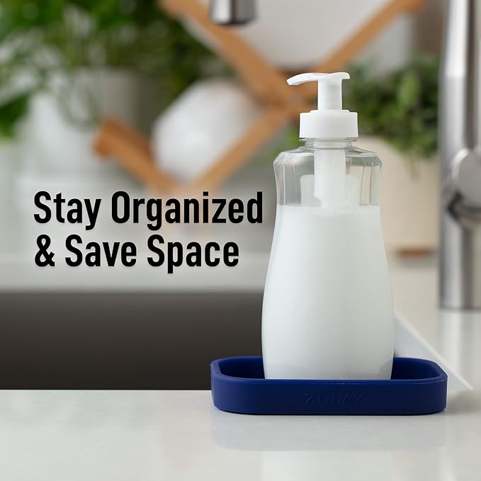 Zulay Kitchen Small Silicone Sponge Holder – Space-Saving Sink Organizer Tray