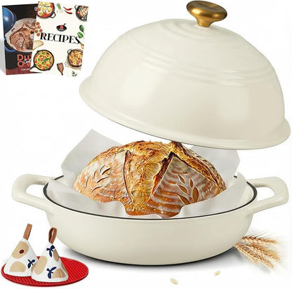 Overmont Enameled Cast Iron Bread Oven - 6QT Bread Dutch Oven