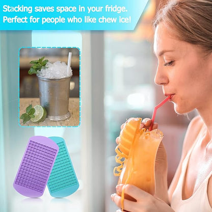 Silicone Mini Ice Cube Trays 2 Pack, 160 Small Ice Cube Molds Easy Release