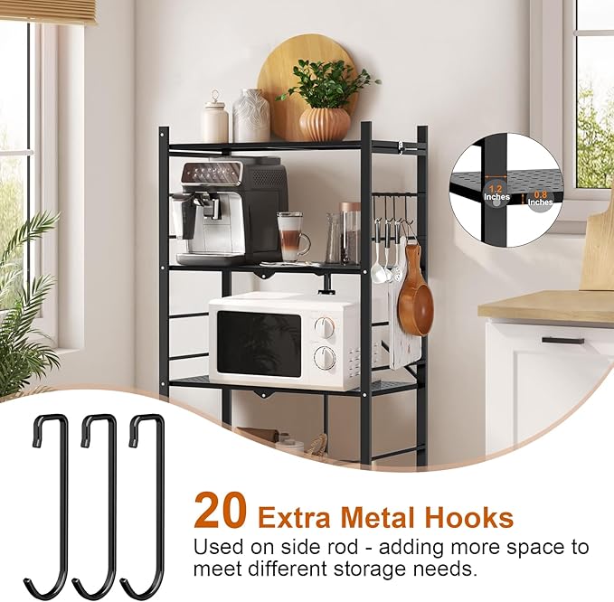 Himix Storage Shelves with 20 Hooks, 4-Tier Foldable Shelves