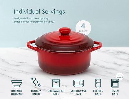 Kook Ceramic Mini Cocotte Set, Small Casserole Dishes