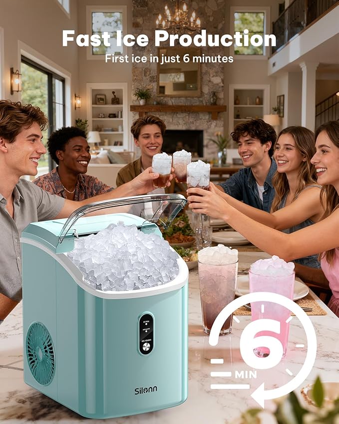 Nugget Ice Maker Countertop, Silonn Chewable Pellet Ice Machine