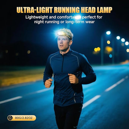 Rechargeable LED Headlamp, High Lumen Super Bright Head Lamp with Red Light, Motion Sensor, 5 Modes, 90° Adjustable, Waterproof Lightweight Headlamps for Adult Running, Camping, Fishing