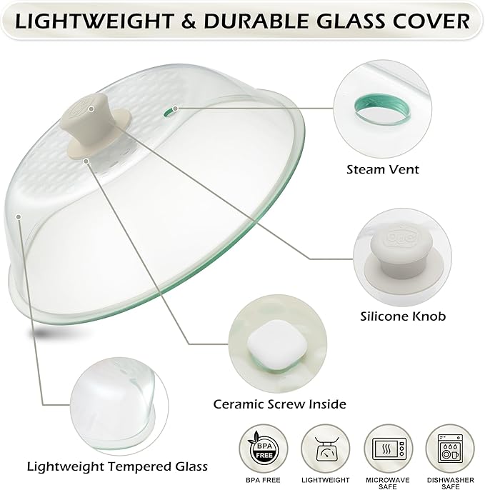 OEC Lighter Weight Tempered Glass Microwave Splatter Cover