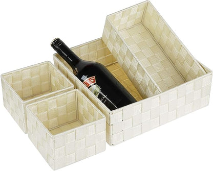 Posprica Woven Storage Baskets for Organizing, Small Black Baskets Cube Bin