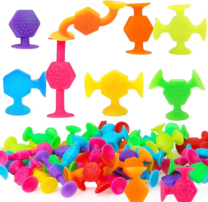 24 Pcs Bath Toys for Kids Ages 3+, Suction Cup Toys for Autistic Children, Travel Window Stem Learning Toys, Bathtub Toys with Dinosaur Eggshell Storage