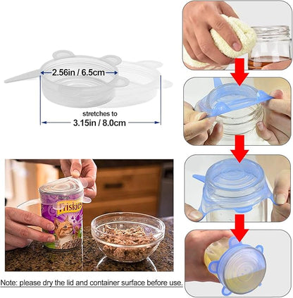 Silicone Can Lids, Reusable Silicone Stretch Lids